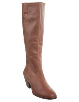 LaPamela Leather Boots with Cuban Heel - Brown